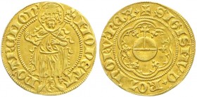 Altdeutsche Goldmünzen und -medaillen, Dortmund, königl. Mzst, Sigismund, 1410-1439
Goldgulden o.J. Johannes der Täufer. 3,46 g. sehr schön/vorzüglich...