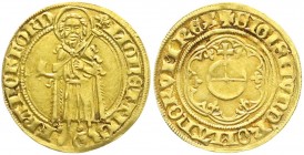 Altdeutsche Goldmünzen und -medaillen, Frankfurt, königl. Mzst, Sigismund, 1410-1437
Goldgulden o.J.(1418/1429). 3,49 g. vorzüglich