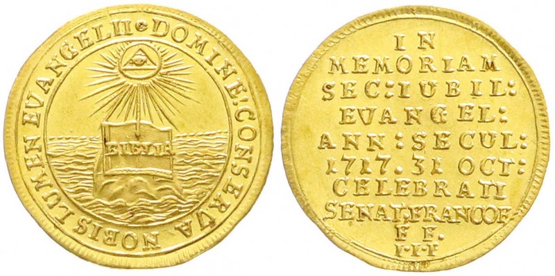 Altdeutsche Goldmünzen und -medaillen, Frankfurt, Stadt
Dukat 1717, auf die 200-...
