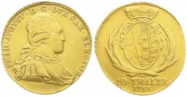 Altdeutsche Goldmünzen und -medaillen, Sachsen-Albertinische Linie, Friedrich August III., 1763-1806
10 Taler 1795 IEC, Dresden. 13,16 g. sehr schön, ...