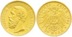 Reichsgoldmünzen, Baden, Friedrich I., 1856-1907
20 Mark 1894 G. vorzüglich