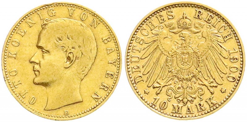 Reichsgoldmünzen, Bayern, Otto, 1886-1913
10 Mark 1900 D. sehr schön, kl. Randfe...