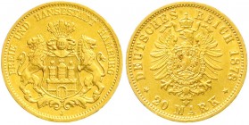 Reichsgoldmünzen, Hamburg
20 Mark 1878 J. sehr schön/vorzüglich