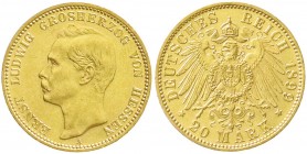 Reichsgoldmünzen, Hessen, Ernst Ludwig, 1892-1918
20 Mark 1899 A. vorzüglich/Stempelglanz