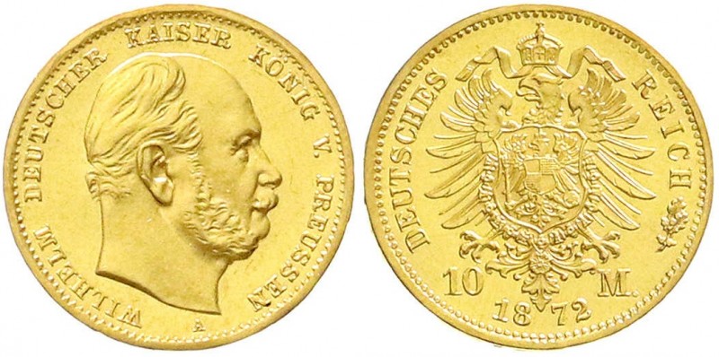 Reichsgoldmünzen, Preußen, Wilhelm I., 1861-1888
10 Mark 1872 A. Polierte Platte...