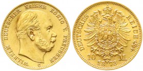 Reichsgoldmünzen, Preußen, Wilhelm I., 1861-1888
10 Mark 1873 C. fast Stempelglanz, Prachtexemplar