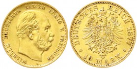 Reichsgoldmünzen, Preußen, Wilhelm I., 1861-1888
10 Mark 1877 A. vorzüglich/Stempelglanz