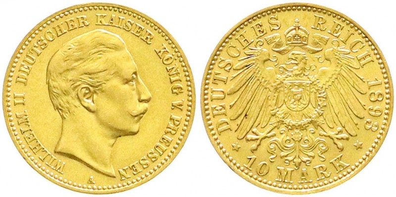 Reichsgoldmünzen, Preußen, Wilhelm II., 1888-1918
10 Mark 1893 A. vorzüglich/Ste...