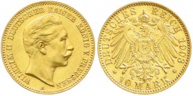Reichsgoldmünzen, Preußen, Wilhelm II., 1888-1918
10 Mark 1903 A. prägefrisch/fast Stempelglanz