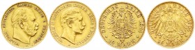 Reichsgoldmünzen, Preußen, Lots
2 X 10 Mark (2 Herrscher): 1874 A Wilhelm I., 1904 A Wilhelm II. sehr schön, kl. Kratzer und vorzüglich