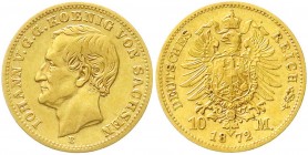 Reichsgoldmünzen, Sachsen, Johann, 1854-1873
10 Mark 1872 E. schön/sehr schön