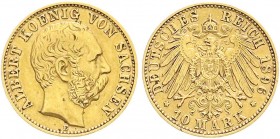 Reichsgoldmünzen, Sachsen, Albert, 1873-1902
10 Mark 1896 E. sehr schön