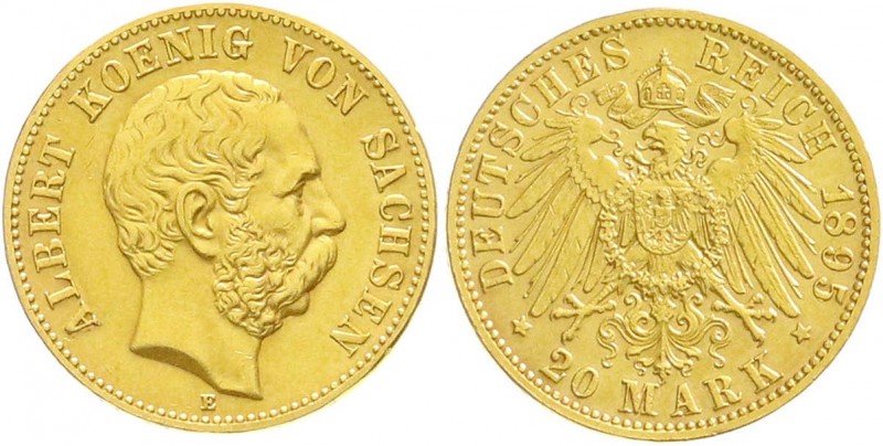 Reichsgoldmünzen, Sachsen, Albert, 1873-1902
20 Mark 1895 E. vorzüglich