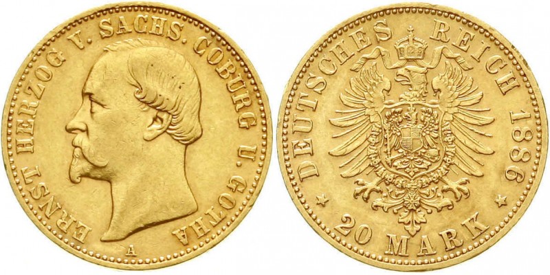 Reichsgoldmünzen, Sachsen/-Coburg-Gotha, Ernst II., 1844-1893
20 Mark 1886 A. vo...
