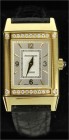 Uhren aus Gold, Armbanduhren
Damenuhr JAEGER LE COULTRE Reverso, Gelbgold 750 mit 86 Diamanten (zusammen 0,546 ct). 19 X 23 mm. Mit mit Lederarmband 5...