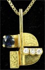 Schmuck und Accessoires aus Gold, Colliers und Halsketten
Collier Gelbgold 750 mit Anhänger Gelbgold 750 (zusätzlich russ. gepunzt 56) mit 3 kl. Brill...