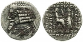 Altgriechische Münzen, Parthia, Königreich der Arsakiden, Phraates IV., 38/2 v.Chr.
Tetradrachme 38/2 v.Chr. Brb. l./sitzender Arsakes und Tyche. sehr...
