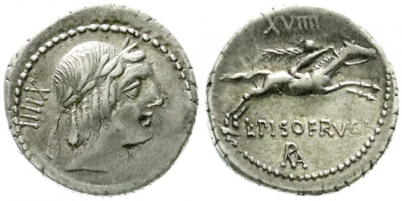 Römische Münzen, Römische Republik, L. Calpurnius Piso Frugi, 90 v.Chr.
Denar 90...