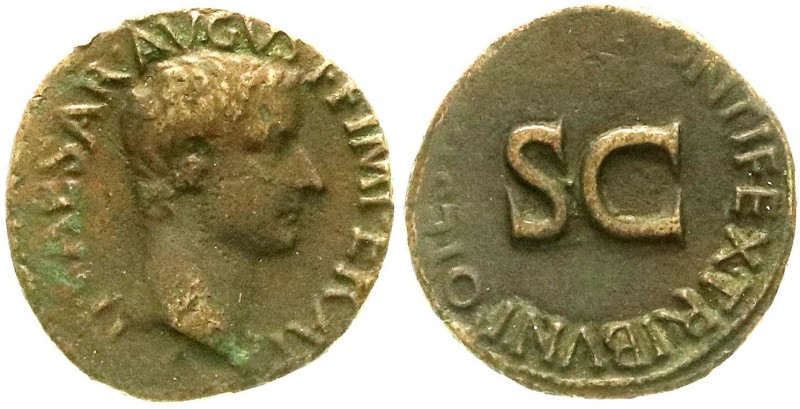 Römische Münzen, Kaiserzeit, Tiberius
As 10 n. Chr. Kopf r./Schrift um SC. sehr ...