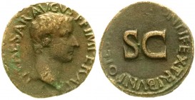 Römische Münzen, Kaiserzeit, Tiberius
As 10 n. Chr. Kopf r./Schrift um SC. sehr schön Erworben bei Schulten, Köln.
