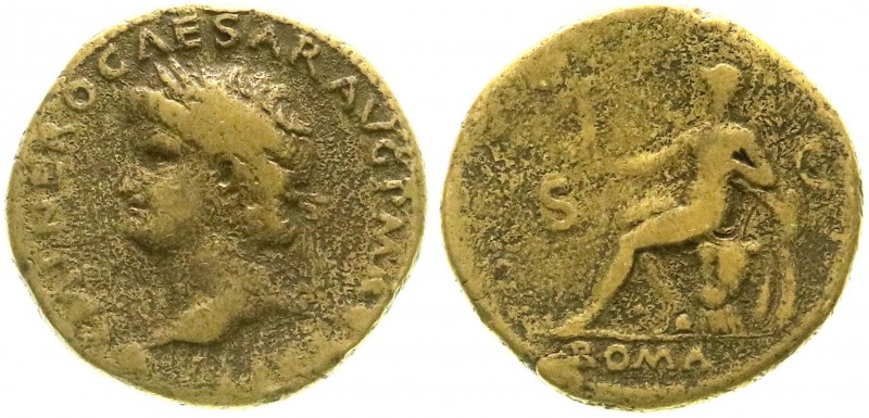 Römische Münzen, Kaiserzeit, Nero 54-68
Sesterz 65 Rom. Belorb. Brb. l./SC ROMA....
