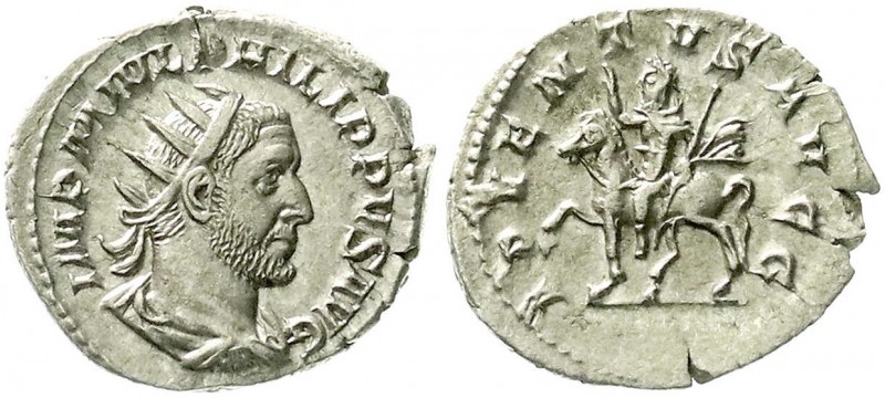 Römische Münzen, Kaiserzeit, Philippus I. Arabs, 244-249
Antoninian 244/247. Dra...