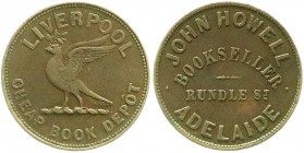 Ausländische Münzen und Medaillen, Australien, Victoria, 1837-1901
Penny Token o.J. John Howell, Adelaide, Bookseller. sehr schön, Randfehler