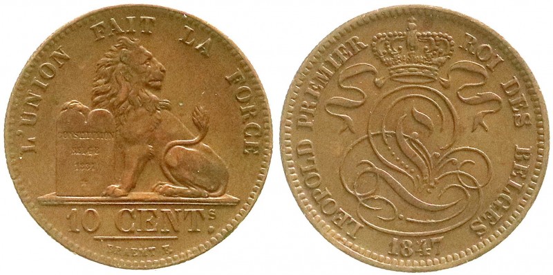 Ausländische Münzen und Medaillen, Belgien, Leopold I., 1830-1865
10 Centimes 18...