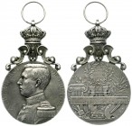 Ausländische Münzen und Medaillen, Belgien, Albert I., 1909-1934
Tragbare Silbermedaille mit Kronenaufsatz, graviert 1914, von Vermeylen. Preis der kö...