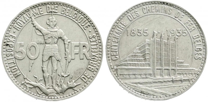 Ausländische Münzen und Medaillen, Belgien, Leopold III., 1934-1950
50 Francs 19...