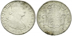 Ausländische Münzen und Medaillen, Bolivien, Carlos IV., 1788-1808
8 Reales 1801 PP, Potosi. sehr schön/vorzüglich, Prägeschwäche