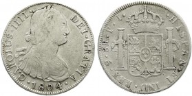 Ausländische Münzen und Medaillen, Bolivien, Carlos IV., 1788-1808
8 Reales 1804 PJ, Potosi. sehr schön