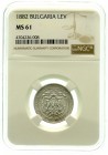 Ausländische Münzen und Medaillen, Bulgarien, Alexander I. als Prinz, 1879-1886
1 Lev 1882. Im NGC Blister mit Grading MS 61.