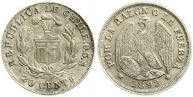 Ausländische Münzen und Medaillen, Chile, Republik, seit 1818
20 Centavos 1892. gutes vorzüglich