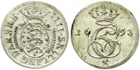 Ausländische Münzen und Medaillen, Dänemark, Christian V., 1670-1699
4 Skilling 1693, Glückstadt. vorzüglich, kl. Schrötlingsfehler