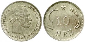 Ausländische Münzen und Medaillen, Dänemark, Christian IX., 1863-1906
10 Öre 1882 CS. vorzüglich/Stempelglanz
