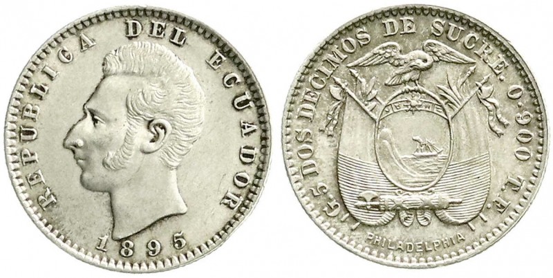 Ausländische Münzen und Medaillen, Ecuador, Republik, seit 1830
2 Decimos de Suc...