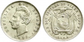 Ausländische Münzen und Medaillen, Ecuador, Republik, seit 1830
2 Decimos de Sucre 1914, Lima. vorzüglich/Stempelglanz