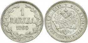 Ausländische Münzen und Medaillen, Finnland, Alexander II. von Rußland, 1855-1881
Markka 1866 S. Polierte Platte, min. berieben, sehr selten in dieser...