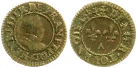 Ausländische Münzen und Medaillen, Frankreich, Heinrich III., 1574-1589
Kupfer Denier Tournois 1584 A, Paris. fast sehr schön