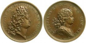 Ausländische Münzen und Medaillen, Frankreich, Ludwig XV., 1715-1774
Bronzemedaille o.J. von Duvivier. Büste r./Büste Philipp von Orleans r. 42 mm. vo...