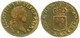 Ausländische Münzen und Medaillen, Frankreich, Ludwig XV., 1715-1774
Kupfer Liard 1721 A, Paris. fast sehr schön