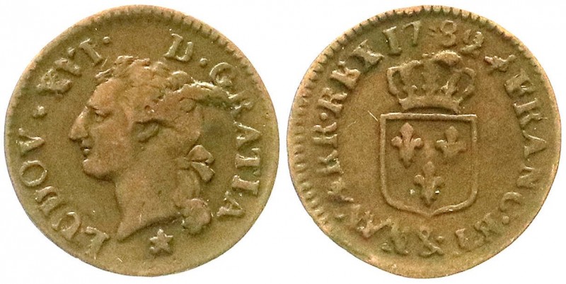 Ausländische Münzen und Medaillen, Frankreich, Ludwig XVI., 1774-1793
Kupfer Lia...