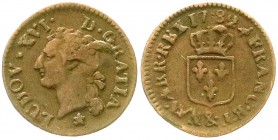 Ausländische Münzen und Medaillen, Frankreich, Ludwig XVI., 1774-1793
Kupfer Liard 1782 &, Aix. Interessanter Stempelfehler, dadurch sieht es aus, als...