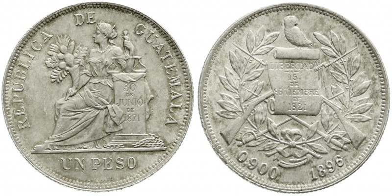 Ausländische Münzen und Medaillen, Guatemala, Republik, seit 1839
Peso 1896. vor...