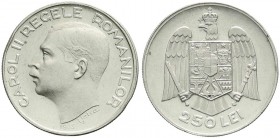 Ausländische Münzen und Medaillen, Rumänien, Carl II., 1930-1940
250 Lei Silber 1935. vorzüglich/Stempelglanz, kl. Randfehler, selten