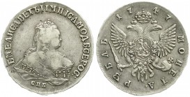 Ausländische Münzen und Medaillen, Russland, Elisabeth I., 1741-1761
Rubel 1747. St. Petersburg. sehr schön