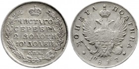 Ausländische Münzen und Medaillen, Russland, Alexander I., 1801-1825
Poltina 1817 St. Petersburg ΠC. gutes sehr schön