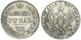 Ausländische Münzen und Medaillen, Russland, Nikolaus I., 1825-1855
Rubel 1841, St. Petersburg. sehr schön, Stempelfehler, Randfehler, gereinigt