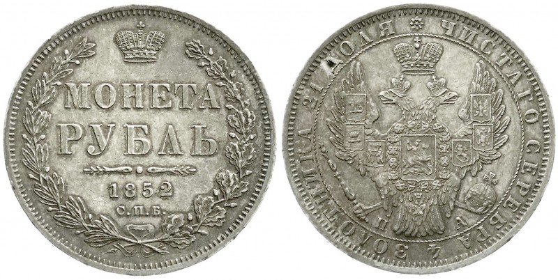 Ausländische Münzen und Medaillen, Russland, Nikolaus I., 1825-1855
Rubel 1852, ...